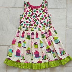 Jelly The Pug Pink and Green Cupcake Dress